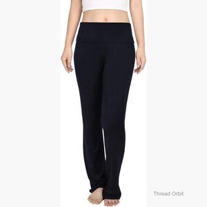 Medium Fold Over Waist Flare Leg Yoga Pants Workout Leggings